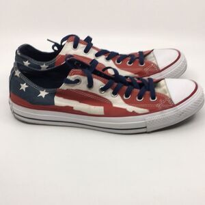Men’s American Flag Patriotic Red White and Blue Converse Chucks Size 11.5 M